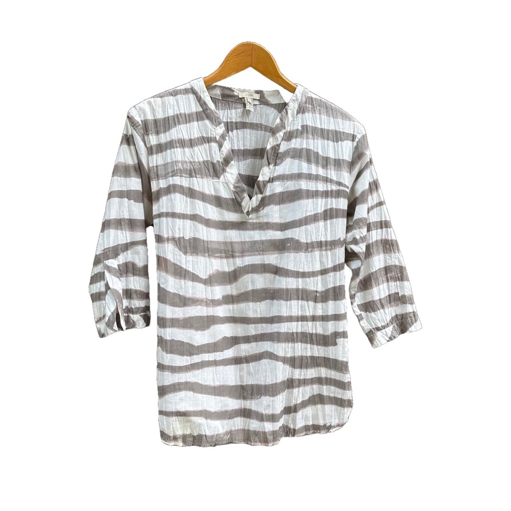 J. Crew Crinkle Striped Blouse Grey + White Women’s Size 2
